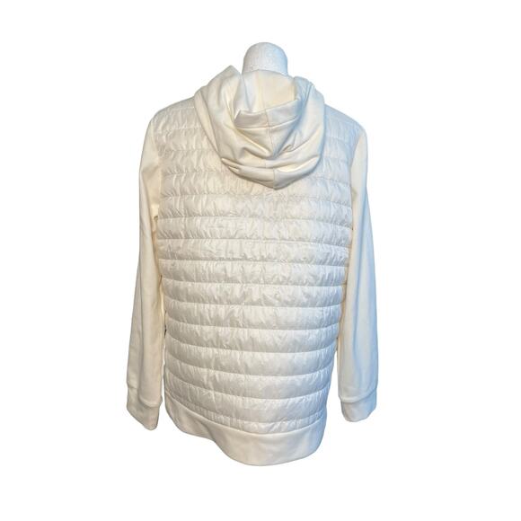 Weekends by‎ Chico's Women's Quilted Puffer Jacket Size 1 Cream Hooded Soft Cozy - Picture 5 of 9
